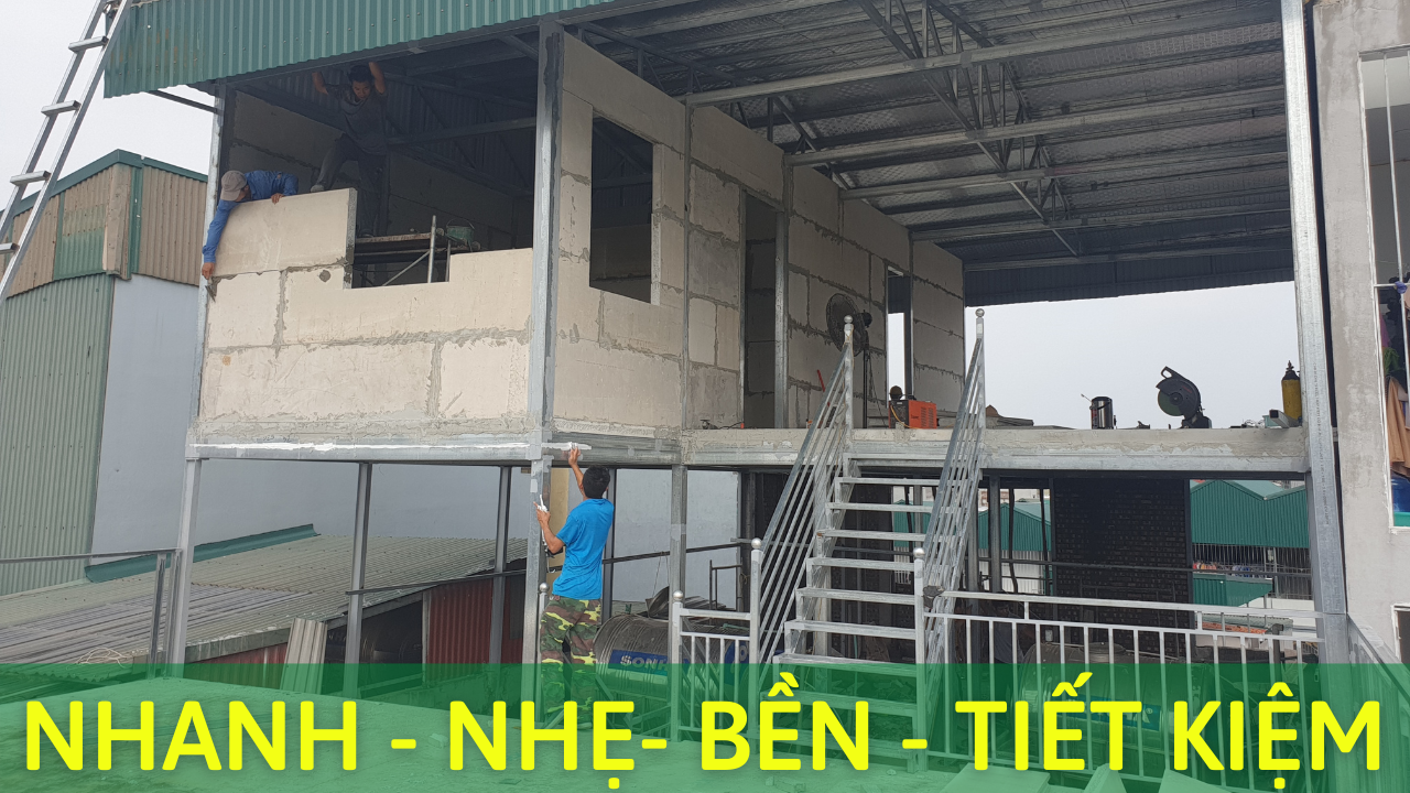 Cải tạo cơi nới nhà bằng Bê tông nhẹ và kết cấu thép 